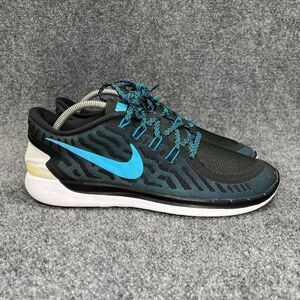 Nike Free 5.0 Running Shoes Men's 13 Black Blue Lagoon Athletic Barefoot Sneaker